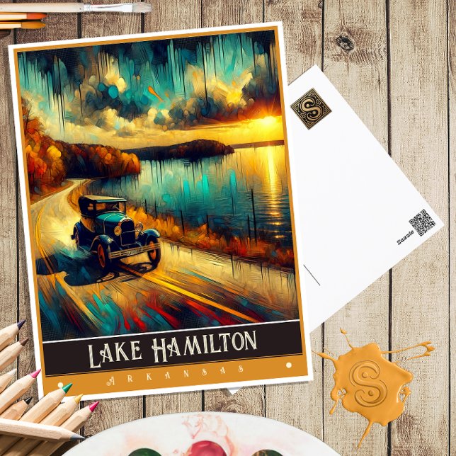 Lake Hamilton, Arkansas | Vintage Painting Postcard (Creator Uploaded)