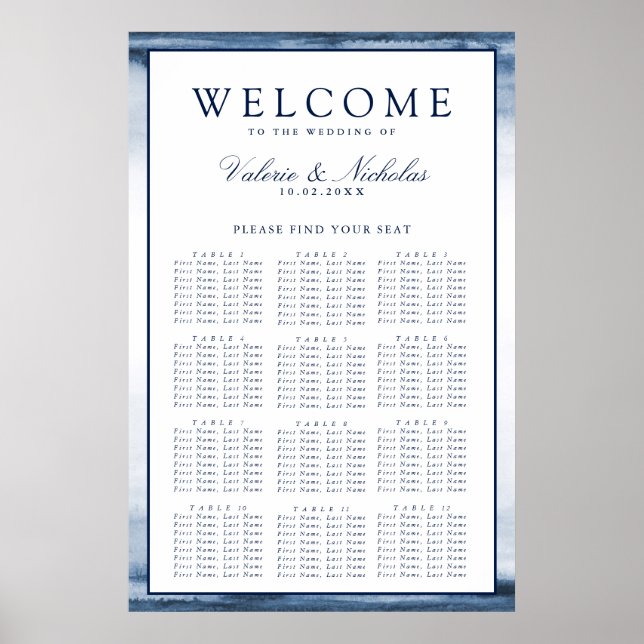 Lake Harbor Fog Wedding | 12 Table Seating Chart (Front)