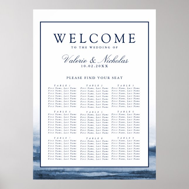 Lake Harbor Fog Wedding | 9 Table | Seating Chart (Front)