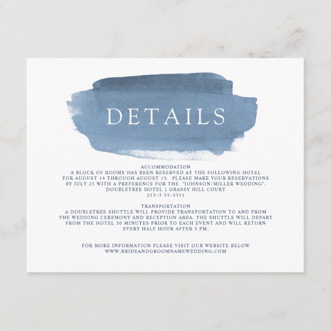 Lake Harbor Fog Wedding Details Enclosure Card (Front)