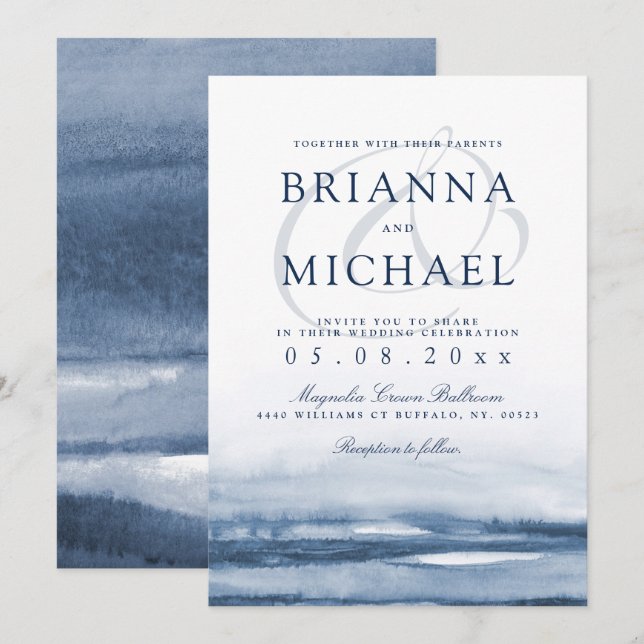 Lake Harbor Morning Wedding Invitation (Front/Back)