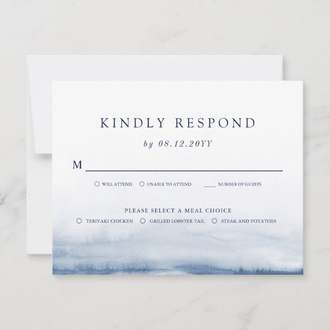 Lake Harbor Wedding Light Blue RSVP | Meals Card (Front)