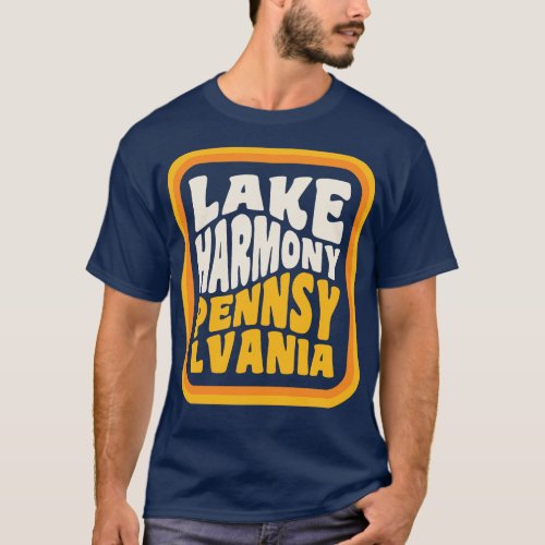 Lake Harmony Pennsylvania Poconos Vacation Retro V T_Shirt