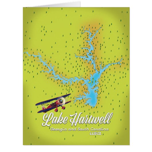 lake Hartwell Georgia and South Carolina USA map (Front)