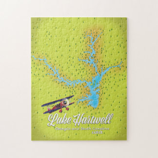 lake Hartwell Georgia and South Carolina USA map Jigsaw Puzzle