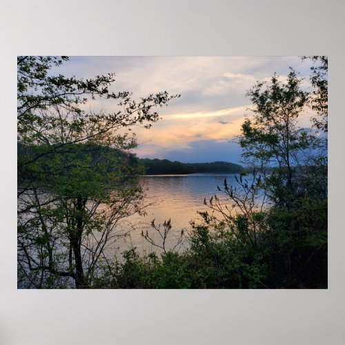 Lake Hartwell Mountain Lake Sunset Poster