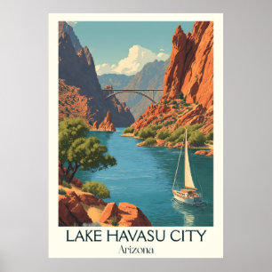 Lake Havasu City Arizona Vintage Poster   Retro La