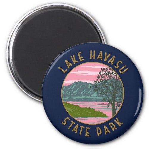 Lake Havasu State Park Retro Distressed Circle Magnet