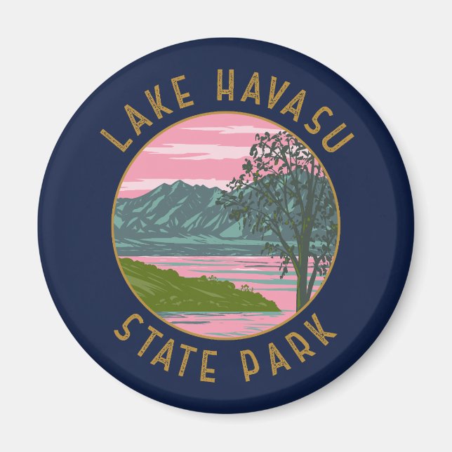 Lake Havasu State Park Retro Distressed Circle Magnet (Front)