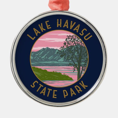 Lake Havasu State Park Retro Distressed Circle Metal Ornament