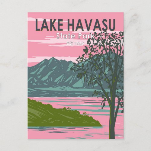 Lake Havasu State Park Travel Art Vintage Postcard
