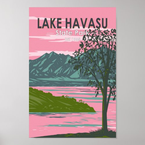 Lake Havasu State Park Travel Art Vintage Poster