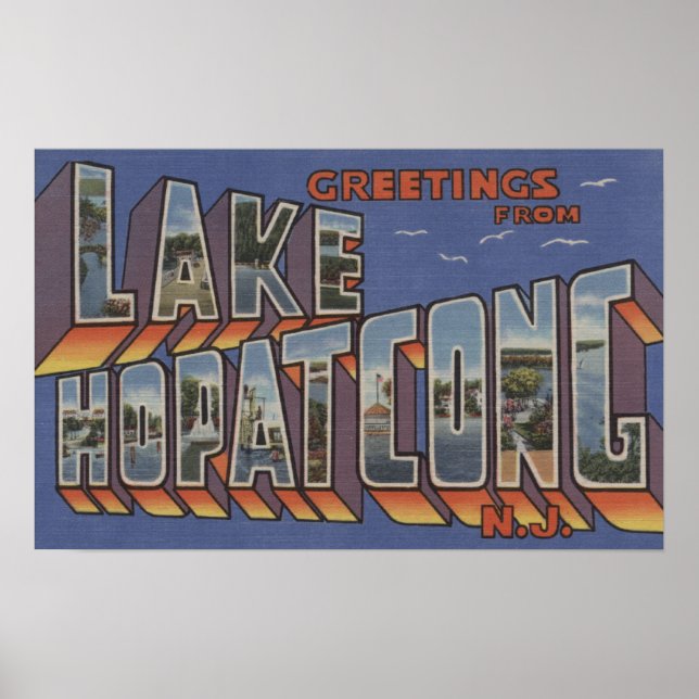 Lake Hopatcong, New Jersey - Large Letter Scenes Poster (Front)