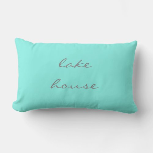 Lake House Aqua Grey Gray Teal Blue Classy Lumbar Pillow