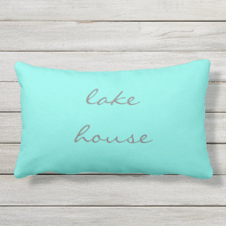 Lake House Aqua Grey Gray Teal Blue Classy Lumbar Pillow