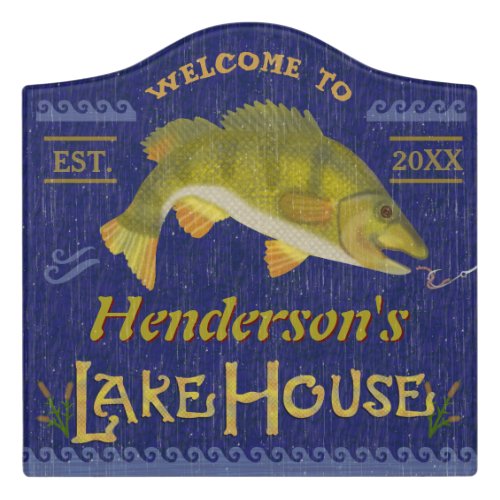 Lake House Bass Fish Rustic Welcome  Add Name Door Sign