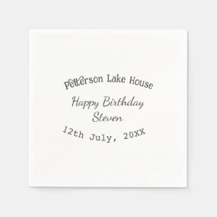 Lake house beach happy birthday add name date year napkins