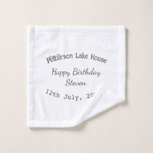 Lake house beach happy birthday add name date year wash cloth