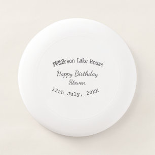 Lake house beach happy birthday add name date year Wham-O frisbee