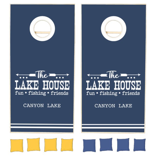 Lake House Blue and White  Cornhole Set (Set)