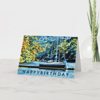 Lake House Boat Birthday Wishes for Men Card