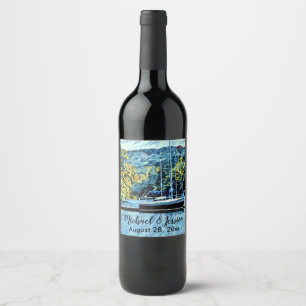 Lake House Boat Wedding Thank You Favors Wine Label