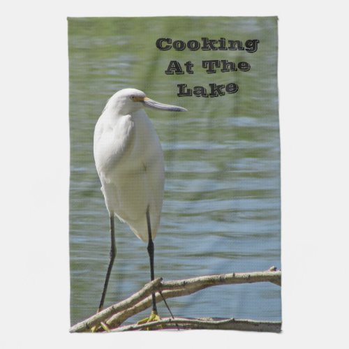 Lake House Cooking White Egret Photo Lakeside Kitchen Towel