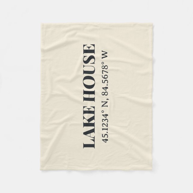 Lake House Custom Coordinates Fleece Blanket (Front)
