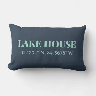 Lake House Custom Coordinates Lumbar Pillow
