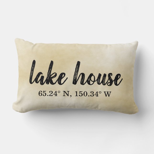 Lake House Custom Coordinates Lumbar Pillow (Front)
