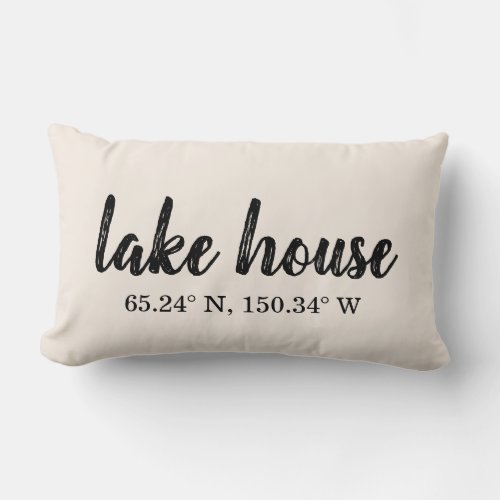 Lake House Custom Coordinates Lumbar Pillow