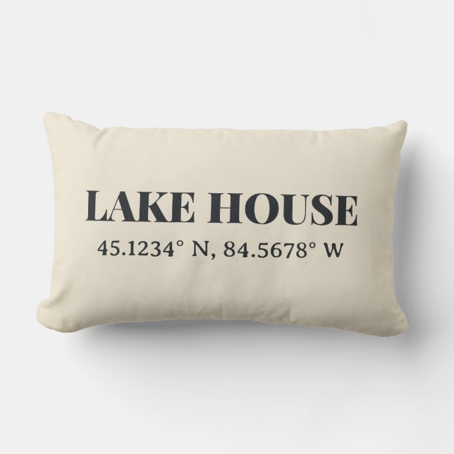 Lake House Custom Coordinates Lumbar Pillow (Front)