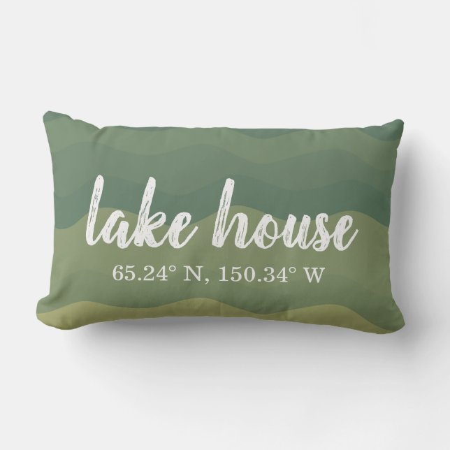 Lake House Custom Coordinates Lumbar Pillow (Front)
