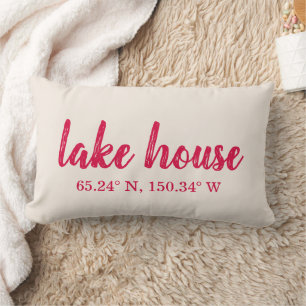 Lake House Custom Coordinates Lumbar Pillow