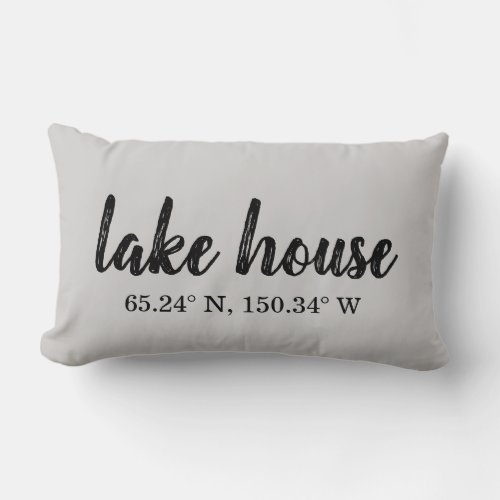 Lake House Custom Coordinates Lumbar Pillow