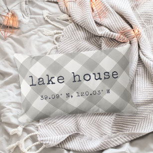 Lake House Custom Coordinates Throw Pillow