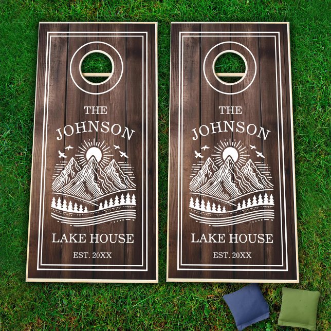 Lake House Custom Name Mountain Cornhole Set (Lake House Custom Name Mountain Cornhole Set)