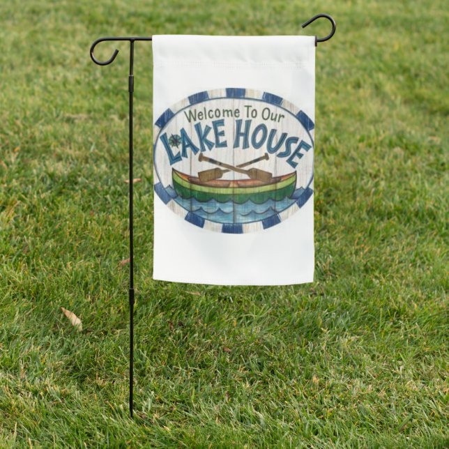 *LAKE HOUSE DELGHT* FLAG WITH CANOE (In SItu)