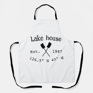 Lake house ets. Date year custom coordinates add n Apron