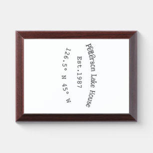 Lake house ets. Date year custom coordinates add n Award Plaque