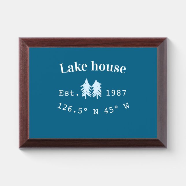 Lake house ets. Date year custom coordinates add n Award Plaque (Horizontal)