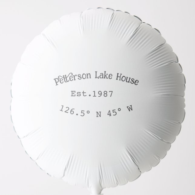 Lake house ets. Date year custom coordinates add n Balloon (Front)