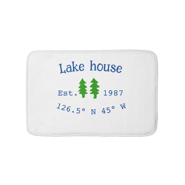 Lake house ets. Date year custom coordinates add n Bath Mat (Front)