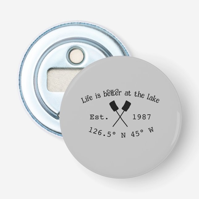 Lake house ets. Date year custom coordinates add n Bottle Opener (Front)