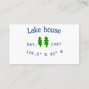 Lake house ets. Date year custom coordinates add n Business Card