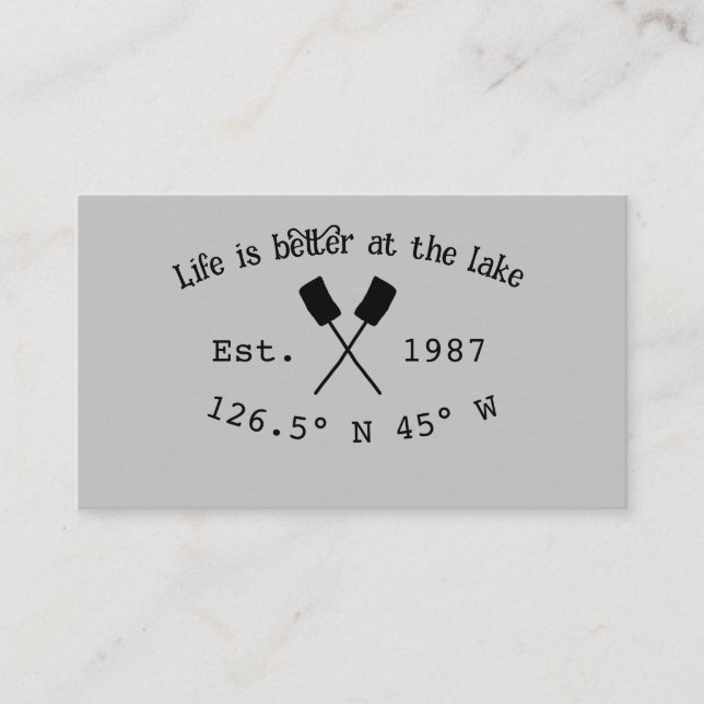 Lake house ets. Date year custom coordinates add n Business Card (Front)