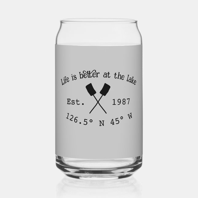 Lake house ets. Date year custom coordinates add n Can Glass (Front)