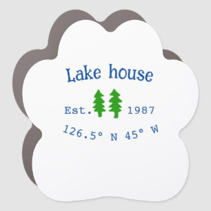 Lake house ets. Date year custom coordinates add n Car Magnet