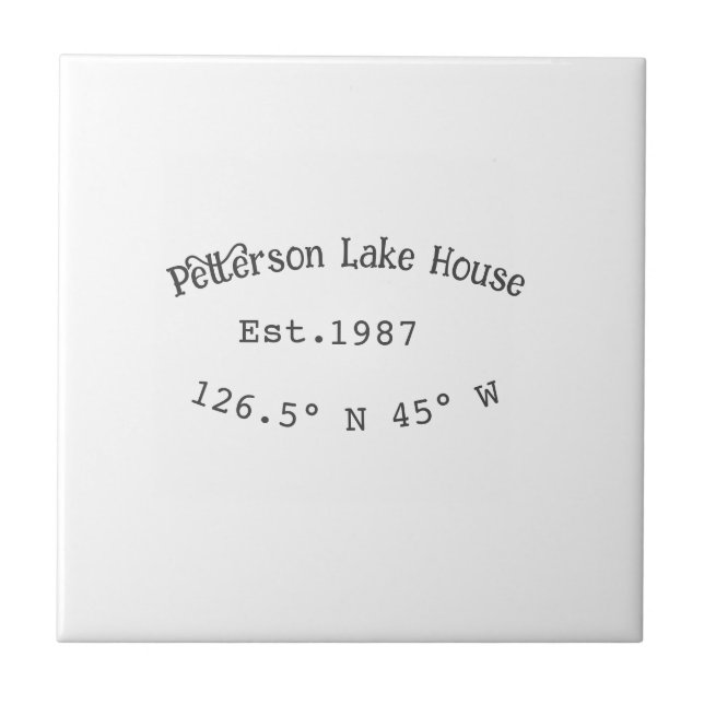 Lake house ets. Date year custom coordinates add n Ceramic Tile (Front)