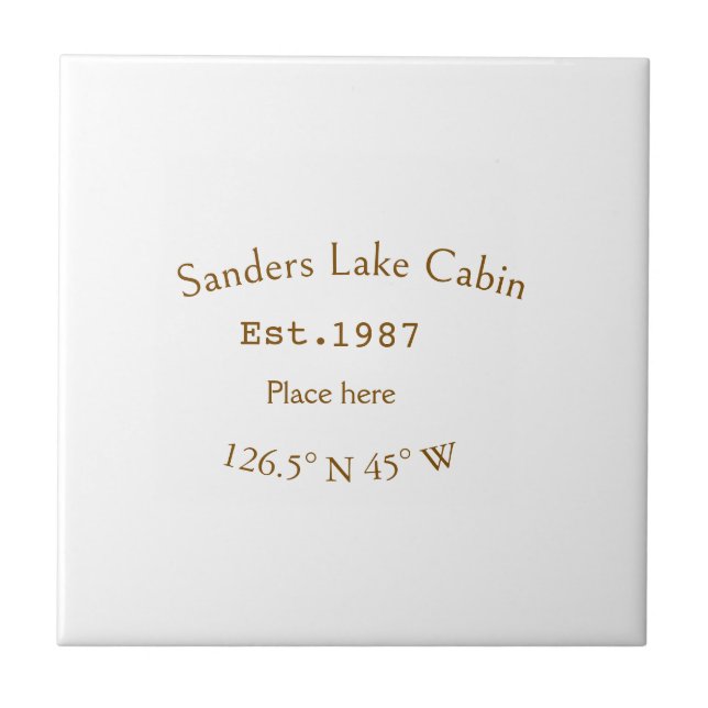 Lake house ets. Date year custom coordinates add n Ceramic Tile (Front)